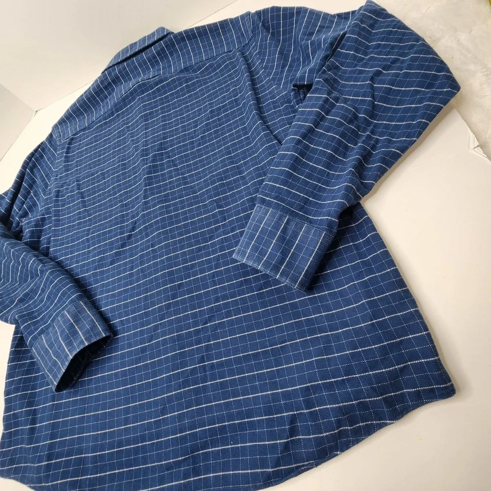 UNTUCKit Shirt Adult Large Slim Fit Flannel Blue Plaid 100% Cotton Mens Michelot
